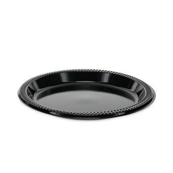 Pactiv Corp. YPI9E 8.88 in. Diameter Prairieware Impact Plastic Plate Dinnerware - Black (400/Carton)