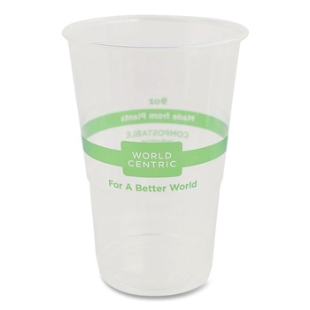 World Centric CP-CS-9 9 oz PLA Plastic Cold Cups - Clear (2000/Carton)
