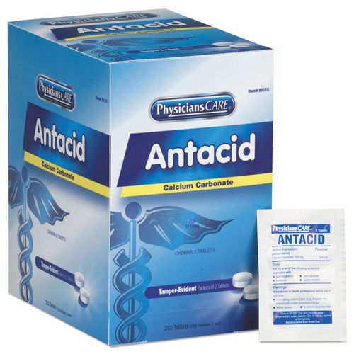 Medicines | First Aid Only 90110 Over the Counter Antacid Medications for First Aid Cabinet (250/Box) image number 0