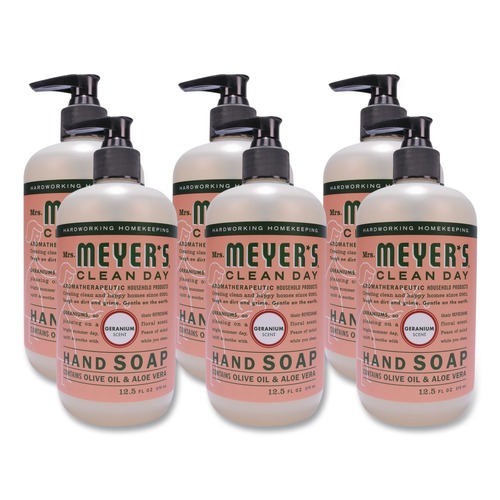 Hand Soaps | Mrs. Meyer's SJN391525 12.5 oz. Geranium Clean Day Liquid Hand Soap (6/Carton) image number 0