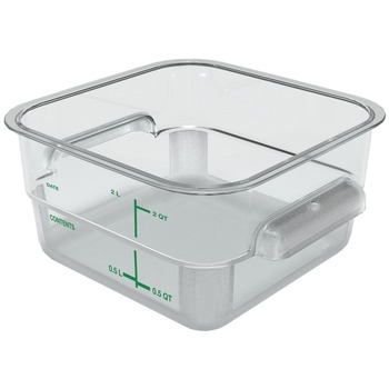 Carlisle 1195007 7.13 in. x 7.13 in. x 3.8 in. 2 qt. Squares Polycarbonate Food Storage Container - Clear