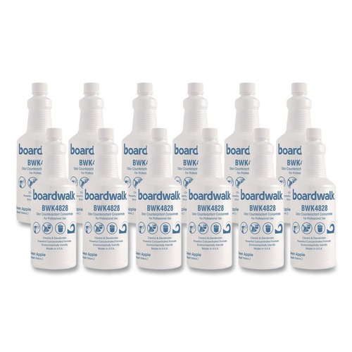 Air Fresheners & Odor Eliminators | Boardwalk 103Q-P-000I012M-26-21430 32 oz Liquid Deodorizer - Green Apple (12/Carton) image number 0