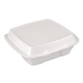 Food Containers & Lids | Plastifar 12094 9 in. x 9 in. x 3 in. Secure Two Tab Latch Poly Bag 3 Compartments Foam Hinged Lid Container - White (200/Carton) image number 3
