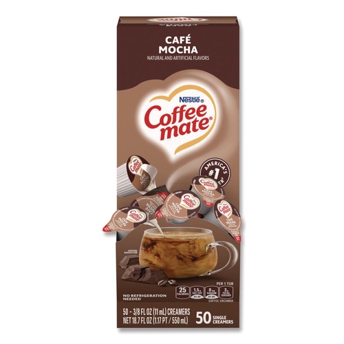 Creamers | Coffee-Mate 11002807 Liquid Coffee Creamer, Cafe Mocha, 0.38 Oz Mini Cups, 50/box image number 0