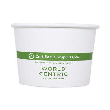 World Centric BOPA32 4.4 in. Diameter x 5.8 in. h Paper Bowls - White (500/Carton)
