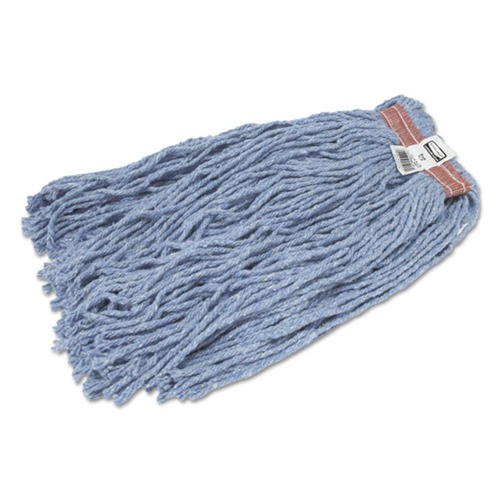 Mop Heads | Rubbermaid Commercial FGF51700BL00 20 oz. 1 in. Headband Cut-End Blend Cotton/Synthetic Mop Head - Blue (12/Carton) image number 0