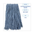 Mop Heads | Boardwalk BWK2016B #16 Cut-End Standard Head Cotton/Synthetic Fiber Mop Head - Blue (12/Carton) image number 4