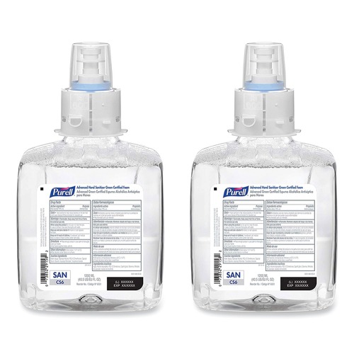 Hand Sanitizers | PURELL 6551-02 1200 ml Fragrance-Free Advanced Hand Sanitizer Green Certified Foam Refill for CS6 Dispensers (2/Carton) image number 0