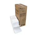Food Containers & Lids | Pactiv Corp. YTD18801ECON 8.42 in. x 8.15 in. x 3 in. Dual Tab Lock Economy Vented Foam Hinged Lid Container - White (150/Carton) image number 0