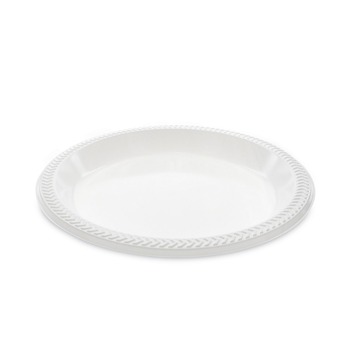 Pactiv Corp. MI10 10.25 in. Diameter Meadoware Impact Plastic Plate Dinnerware - White (500/Carton)