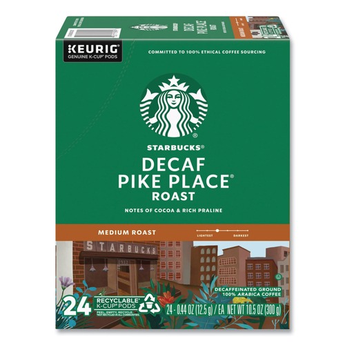 Coffee - Decaffeinated | Starbucks 12434952 Coffee K-Cups Pack - Pike Place Decaf (24/Box) image number 0