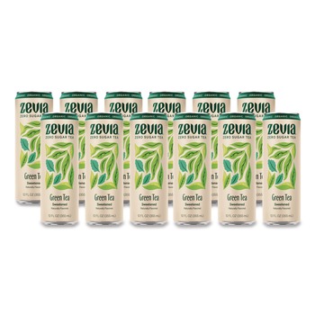 TEA | Zevia 01706-12 12 oz Can Zero Sugar Naturally Sweetened Green Tea (12/Carton)
