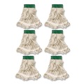 Mop Heads | Rubbermaid Commercial FGD25206WH00 Super Stitch Looped-End Cotton/Synthetic Wet Mop Head - Medium, Green/White (6/Carton) image number 0
