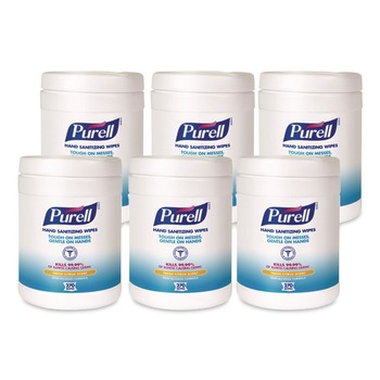 HAND SANITIZING WIPES | PURELL 9113-06 6.75 in. x 6 in. Fresh Citrus Sanitizing Hand Wipes - White, (6/Carton)