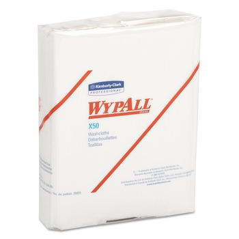 WypAll 35025 X50 12-1/2 in. x 10 in. 1/4 Fold Cloths - White (26/Pack, 32 Packs/Carton)