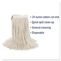 Mop Heads | Boardwalk BWK224CCT 24 oz. Cotton Premium Cut-End Wet Mop Heads - White (12/Carton) image number 6