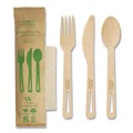 Cutlery Kits | World Centric AS-BB-TN 6.7 in. Knife/Fork/Spoon/Napkin Bamboo Cutlery - Natural (250/Carton) image number 0