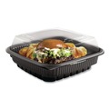 Food Containers & Lids | Anchor 4118515 8.46 in. x 8.46 in. x 2.91 in. 32 oz. Culinary Squares 2-Piece Microwavable Container - Clear/Black (150/Carton) image number 1