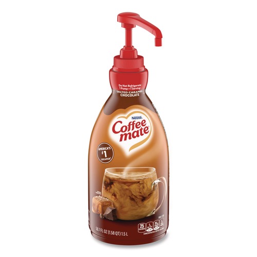 Creamers | Coffee-Mate 12323367 1.5 L Liquid Creamer Pump Bottle - Salted Caramel Chocolate image number 0