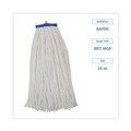 Mop Heads | Boardwalk BWK724RCT 24 oz. Cut-End Lie-Flat Rayon Wet Mop Head - White (12/Carton) image number 4