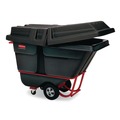 Waste Receptacle Lids | Rubbermaid Commercial FG131700BLA Hinged Dome 34.14 in. x 69.66 in. x 8.4 in. Tilt Truck Lid - Black image number 2