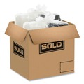 Food Containers & Lids | SOLO 809014-PP94 OctaView 9.55 in. x 9.1 in. x 2.4 in. 38 oz. 3-Compartment Plastic Hinged-Lid Hot Food Containers - Black/Clear (100/Carton) image number 0