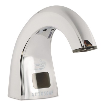 SOAP DISPENSERS | Rubbermaid Commercial FG402073 One Shot 1.9 in. x 5.5 in. x 4 in. Touch Free Liquid Soap Dispenser - Polished Chrome