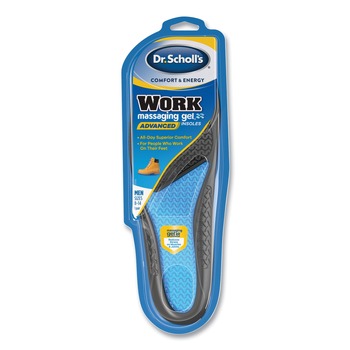 FOOTWEAR | Dr. Scholl's 90000279 Comfort And Energy Work Massaging Gel Insoles - Men Sizes 8 to 14, Black/Blue (1-Pair)