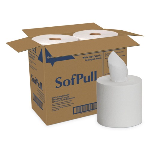 Perforated Roll & Hand Towels | Georgia Pacific Professional 28143 SofPull 7.8 in. x 15 in. 1-Ply Perforated Paper Towel - White (560/Roll, 4-Rolls/Carton) image number 0