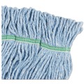 Mop Heads | Boardwalk BWK502BLEA 5 in. Headband Super Loop Cotton/Synthetic Fiber Wet Mop Heads - Blue, Medium image number 4