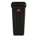 Indoor Waste Receptacles | Rubbermaid Commercial 1955959 16 Gallon Slim Jim with Venting Channels - Plastic, Black image number 1
