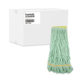 MOP HEADS | Boardwalk BWK1200XLCT Ecomop Looped-End Recycled Fibers Mop Head - Extra Large, Green (12/Carton)