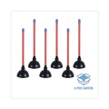 Toilet Plungers | Boardwalk 528188 18 in. Plastic Handle 5.63 in. dia. Toilet Plunger - Red/Black (6/Carton) image number 4
