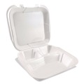 Food Containers & Lids | Plastifar 12083 9 in. x 10 in. x 3 in. 3-Compartment Foam Hinged Lid Containers - White (200/Carton) image number 0