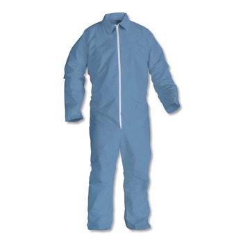  | KleenGuard 45326 A65 Zipper Front Flame Resistant Coveralls with Hood/Elastic Wrists and Ankles - 3X-Large/Blue (21/Carton)