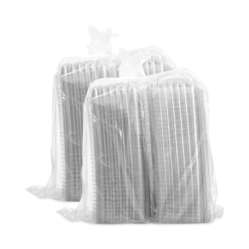 Food Containers & Lids | Dart C89PST1 ClearSeal 8.31 in. x 8.31 in. x 2 in. Hinged-Lid Plastic Containers - Clear (250/Carton) image number 0