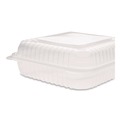 Perforated Roll & Hand Towels | Karat FP-HC99PP-1C Polypropylene Plastic Hinged Container 9.35 x 9.22 x 3.17 Clear Plastic 50/Pack 4 Packs/Carton image number 2