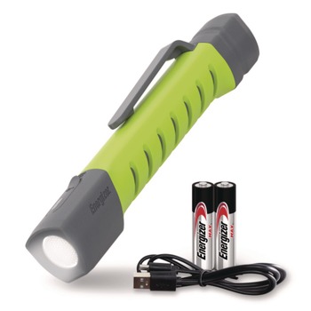 SECURITY FLASHLIGHTS | Energizer ENYPHH22 Rechargeable Lithium-Ion Pro Series Inspection Light with 2 AAA Batteries - Gray/Green