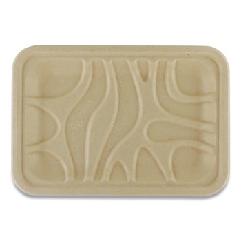 World Centric TRSC2SLLF 8.2 in. x 5.7 in. x 0.7 in. PLA Lined PFAS-Free Paper Fiber Trays - Natural (500/Carton)