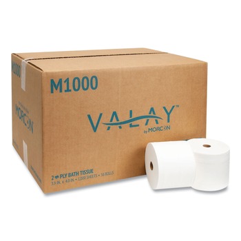 Morcon Paper M1000 SMALL CORE BATH TISSUE, SEPTIC SAFE, 2-PLY, WHITE, 1000 SHEETS/ROLL, 36 ROLL/CARTON
