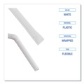 Straws/Stems/Sticks | Boardwalk BWKFSTW775W25 7.75 in. Flexible Plastic Wrapped Straws - White (20/Carton) image number 6