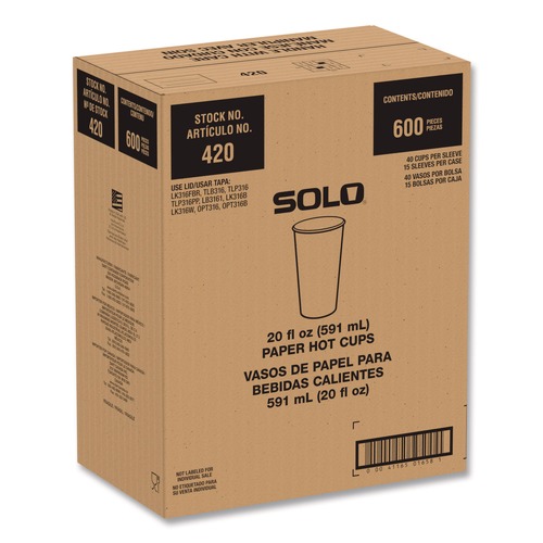 Perforated Roll & Hand Towels | SOLO 420RC-PLANET Recycled Content PCF Paper Hot Cups ProPlanet Seal 20 oz White/Blue 600/Carton image number 0