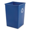 Indoor Waste Receptacles | Rubbermaid Commercial FG395873BLUE 35 gal. Plastic Square Recycling Container - Blue image number 2