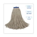 Mop Heads | Boardwalk BWK724CEA 24 oz. Cut-End Lie-Flat Cotton Wet Mop Head - White image number 3