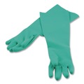 Food Service Chemical Resistant & Reusable Gloves | San Jamar 19NUL 21 in. Long Nitrile Dishwashing Gloves - Large/Green (1-Pair) image number 2