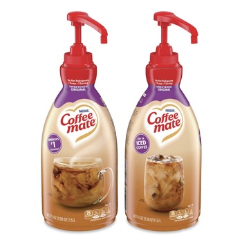 Coffee-Mate 12039938 1.5 Liter Liquid Coffee Creamer Pump Dispenser - Sweetened Original (2/Carton)