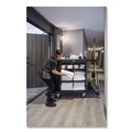 Janitorial & Housekeeping Carts | Rubbermaid Commercial 2202581 24.4 in. x 62.4 in. x 49 in. Full-Size 3-Shelf Housekeeping Cart - Black image number 4