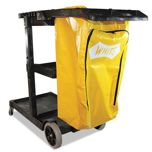 Perforated Roll & Hand Towels | Impact 6850 3 Shelves 1 Bin 20.5 in. x 48 in. x 38 in. Plastic Janitorial Cart - Yellow image number 0