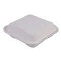 Food Containers & Lids | Eco-Products EP-HC93NFA Vanguard 9 in. x 9 in. x 3 in. 3-Compartment Renewable and Compostable Sugarcane Clamshells - White (200/Carton) image number 5