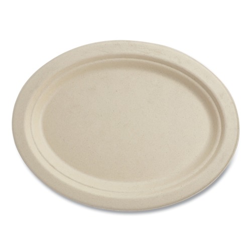 Plates | World Centric PLSCU12OLFS 9.9 in. x 12 in. Fiber Oval Plates - Natural (500/Carton) image number 0